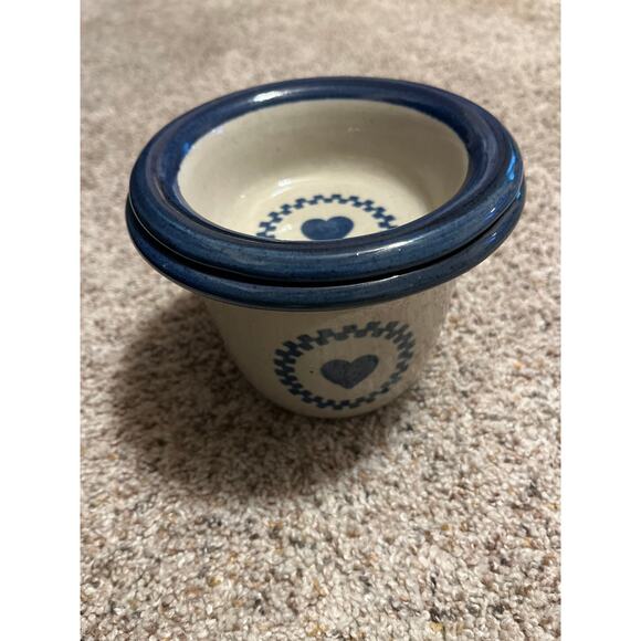 Brinker Pots Stoneware Blue Heart Ice Crock and Top Dip MCM Vintage Valentine - Picture 6 of 6
